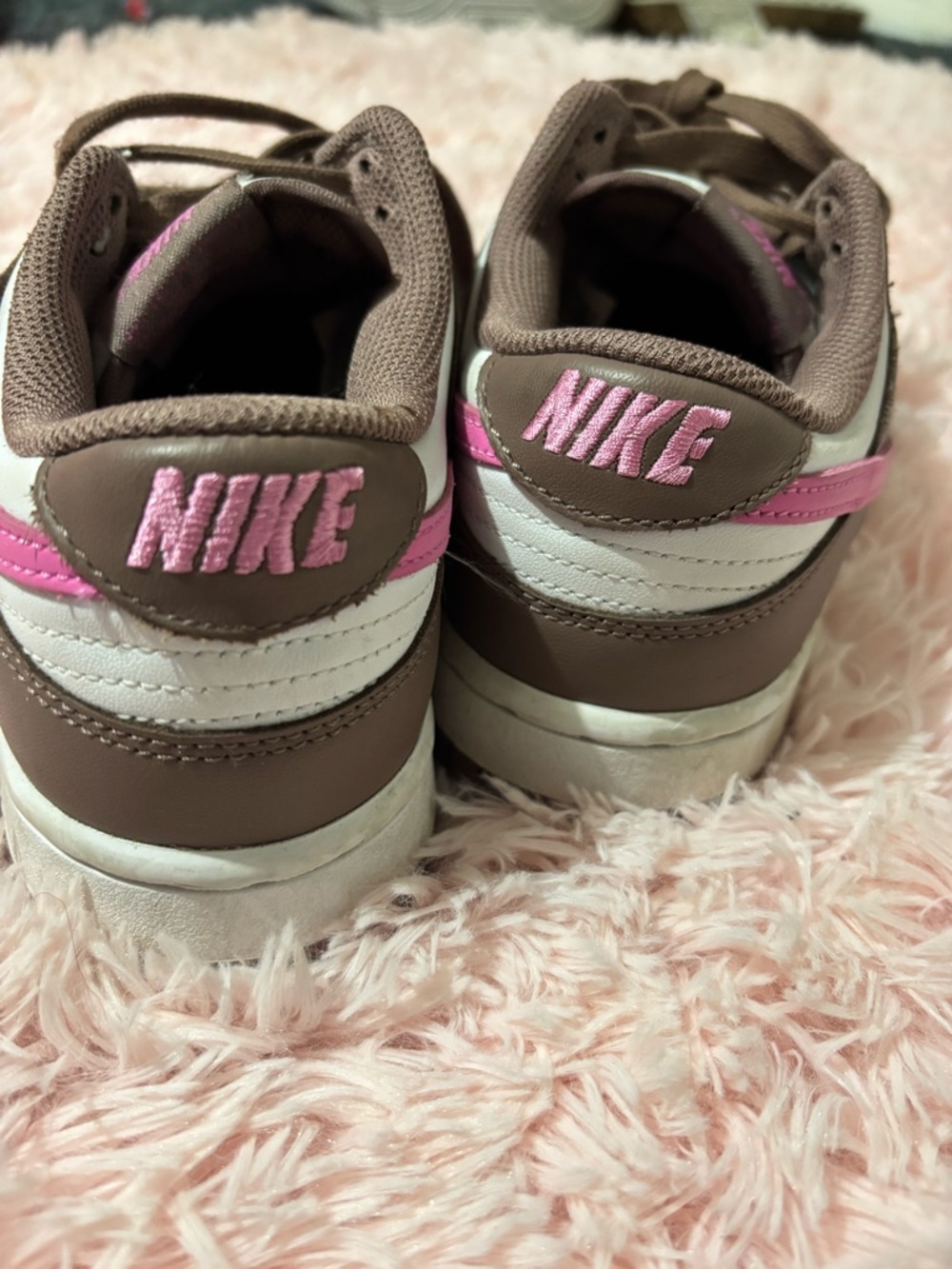 Nike Brown, White & Pink Swoosh Low-Top Sneakers - Picture 5 of 5